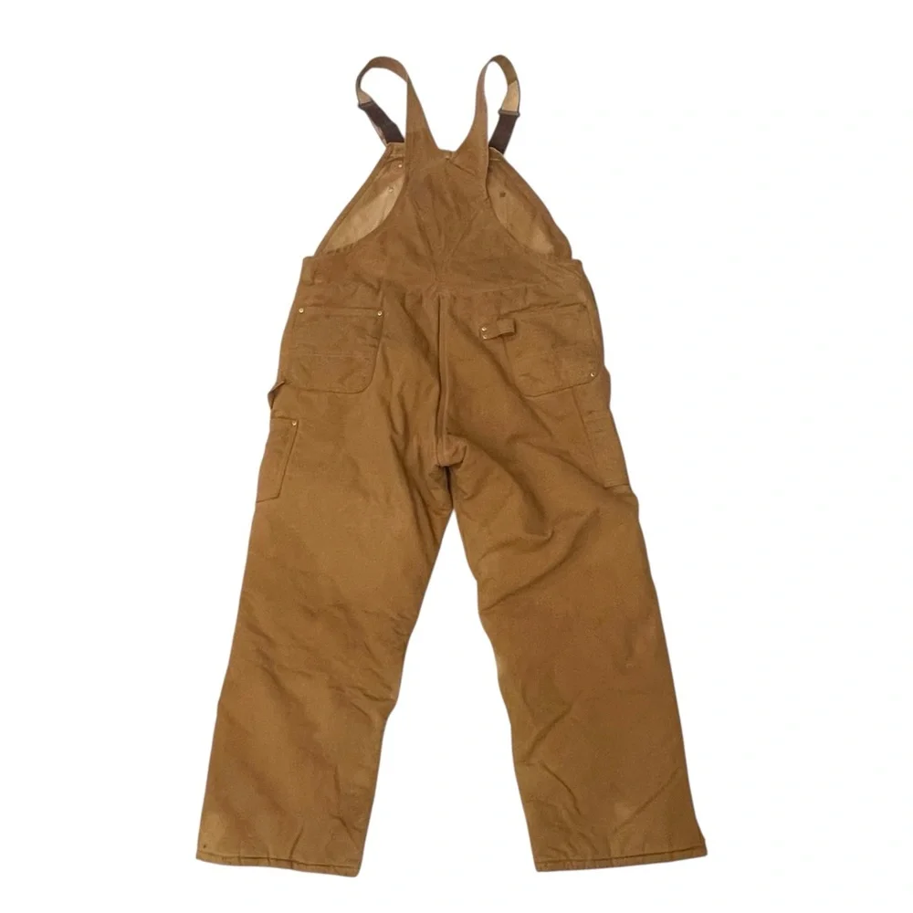Carhartt Bib Overalls R06 Mens Brown Quilt Lined Duck Canvas  46x32 Workwear - Picture 2 of 16